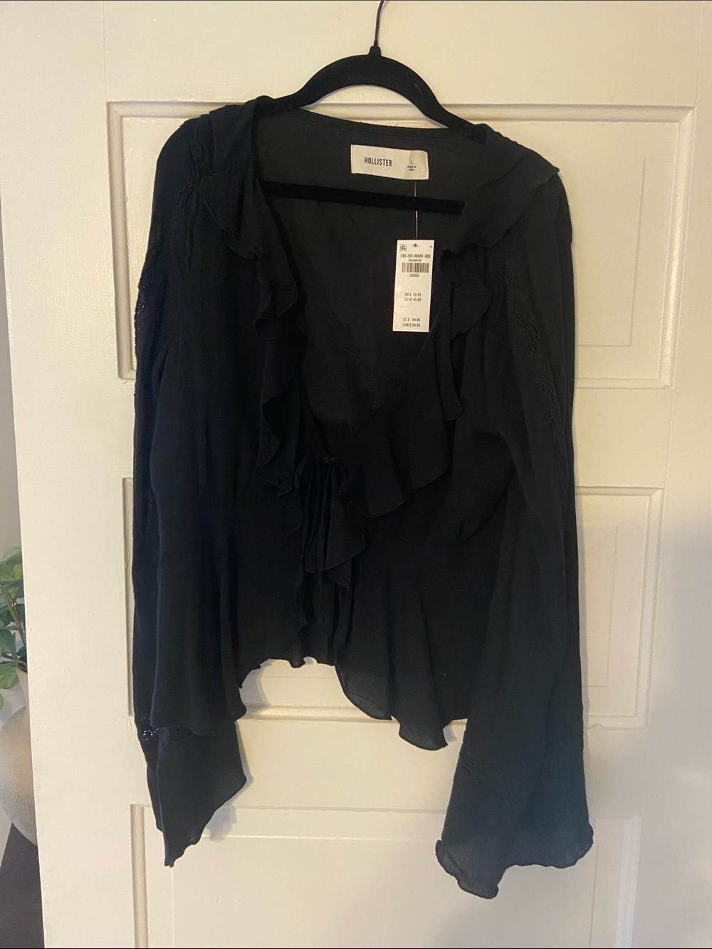 Hollister Black Ruffle-Trim V-Neck Blouse